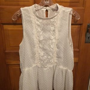 LOFT White Embroidered Peplum Top